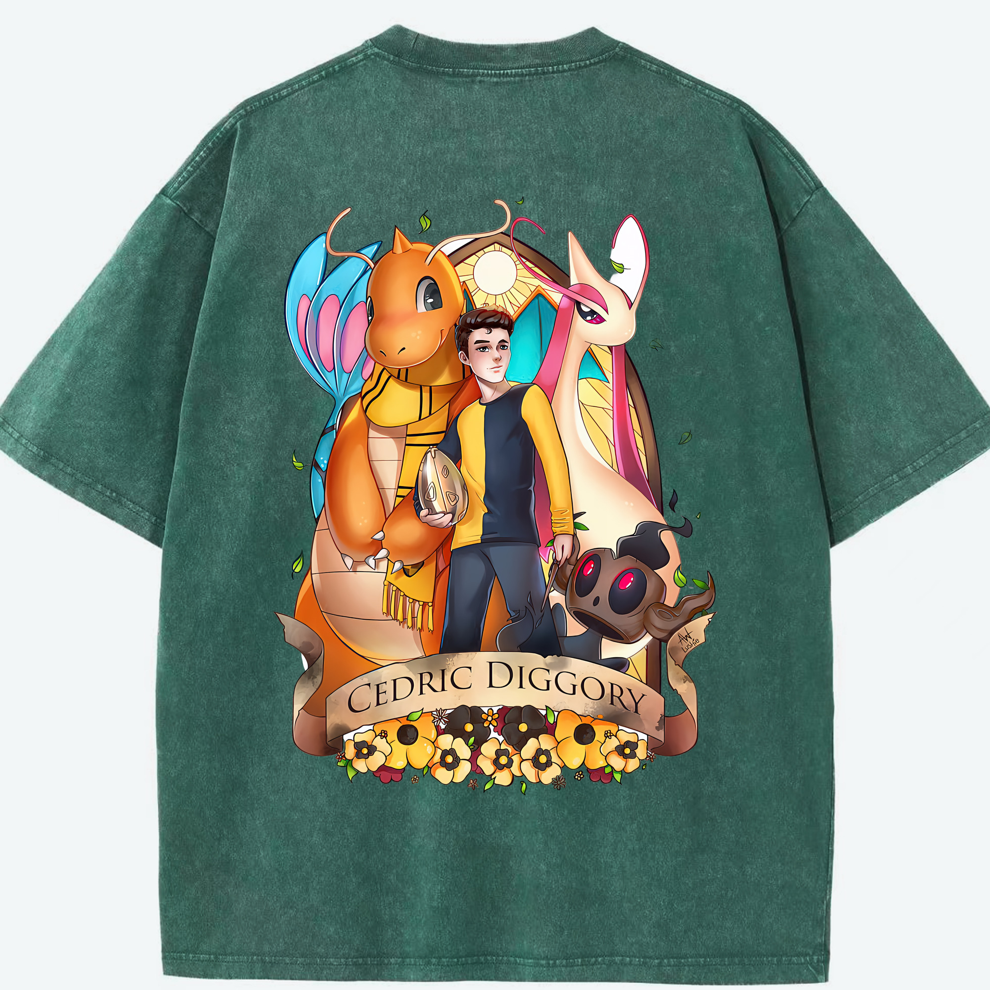 （画像用） Harry Potter ハリー・ポッターシリーズ 綿100% ヴィンテージ風 半袖Tシャツ（背面プリント）